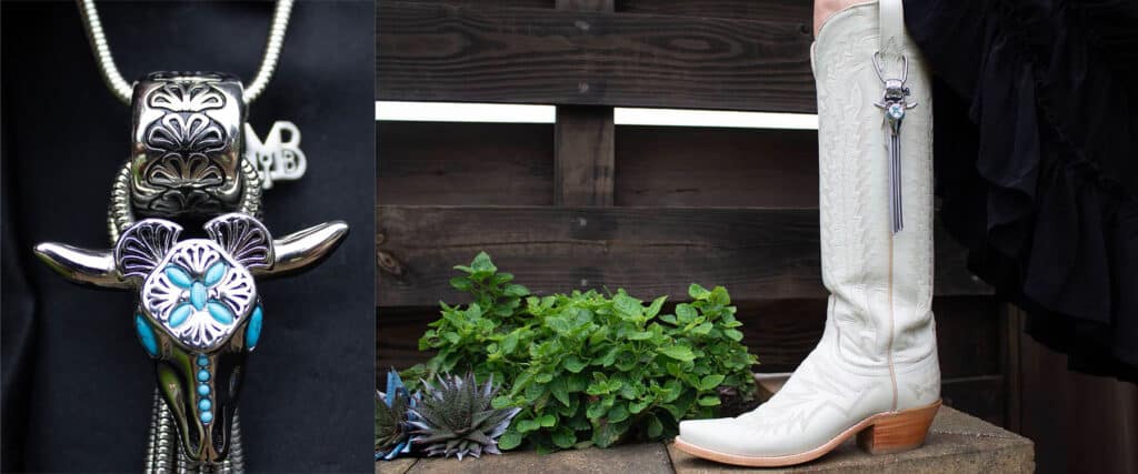Stylish white high-heeled shoe displayed near green plants against a wooden backdrop.